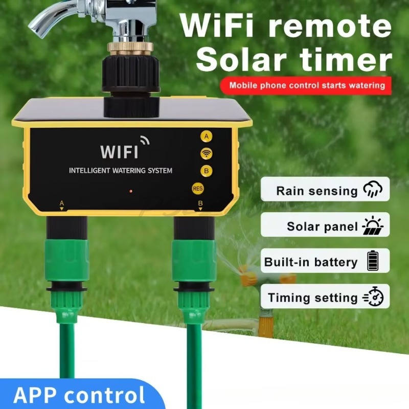WiFi Solar Water Valve Irrigat - Timer Dual Outlet ulasan dan harga