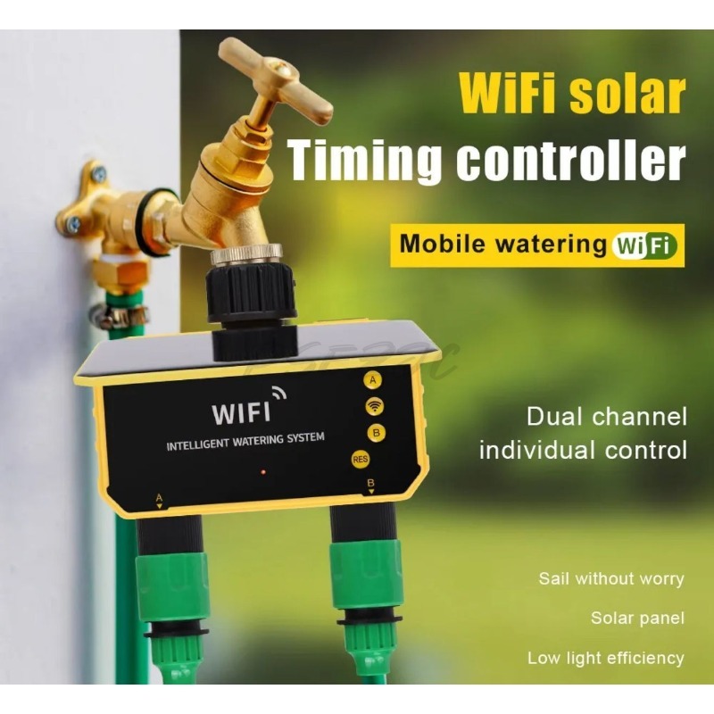 WiFi Solar Water Valve Irrigat - Timer Dual Outlet ulasan dan harga