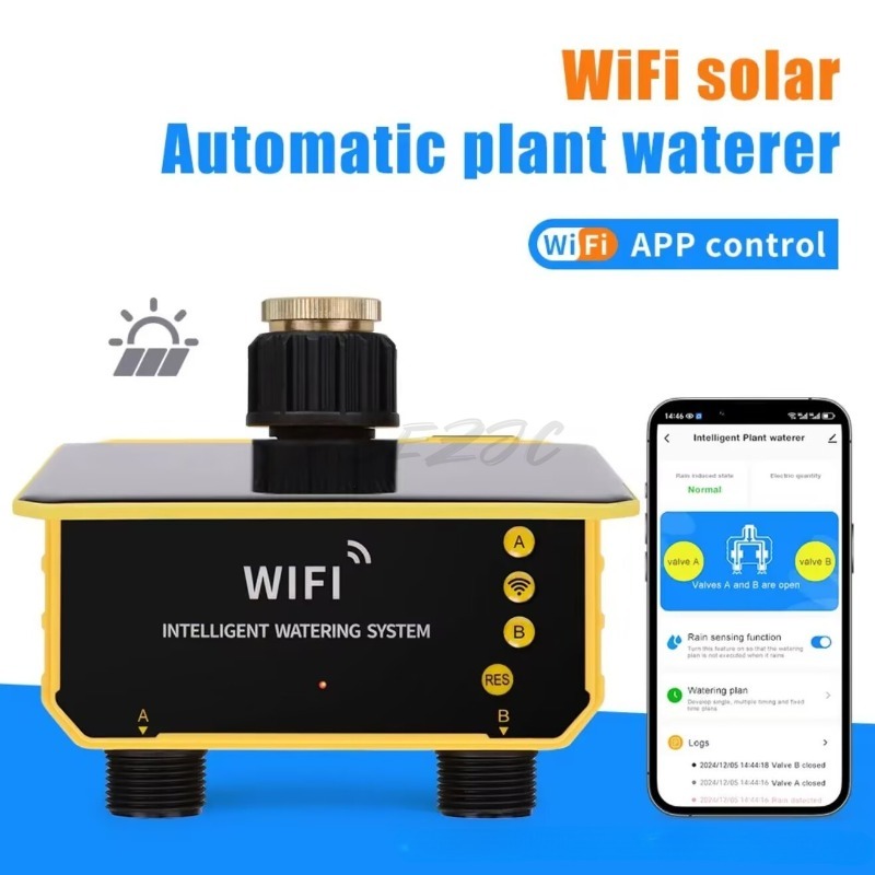 WiFi Solar Water Valve Irrigat - Timer Dual Outlet ulasan dan harga